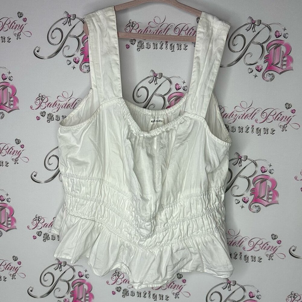 Avec Les Filles top milk maid rutched white cream stretchy crop style luxe